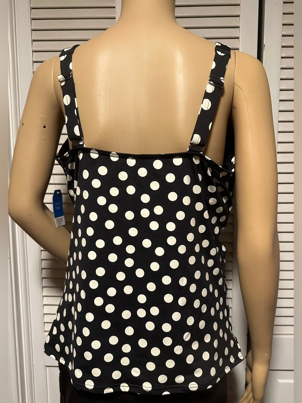 NWT Lands’ End Tankini Black with White Polka Dots Swim Top 14 D